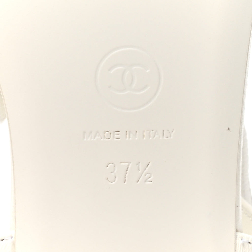 Lambskin CC Thong Sandals 37.5 White