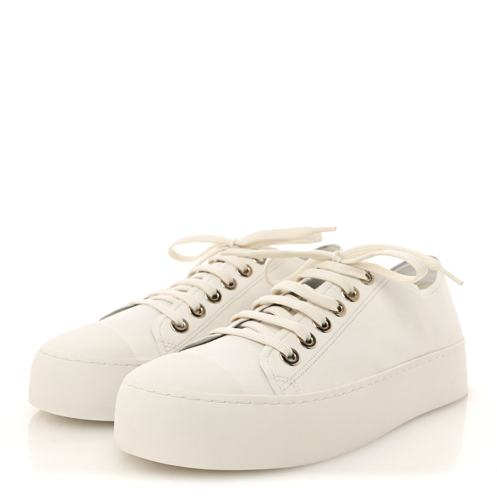 Lambskin Printed Logo Sneakers 40.5 White