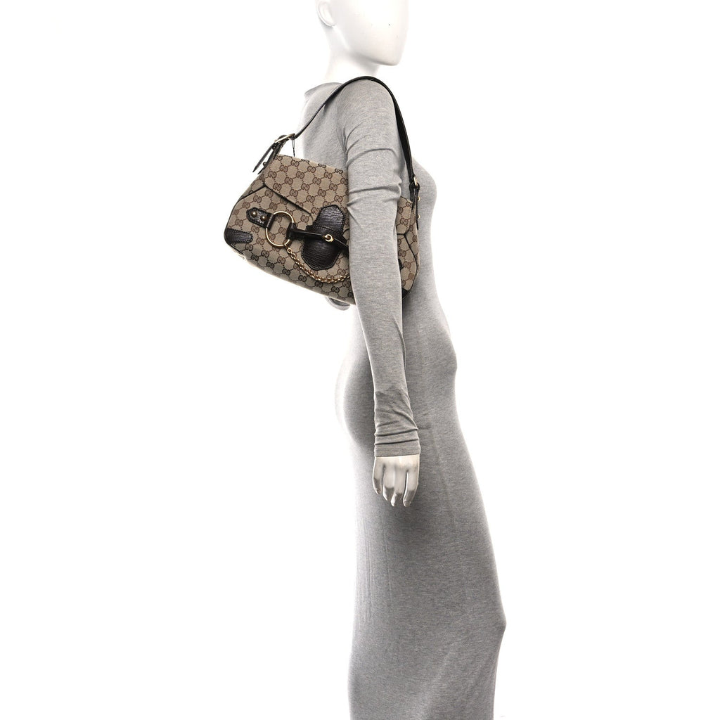 Monogram Horsebit Chain Flap Shoulder Bag Brown