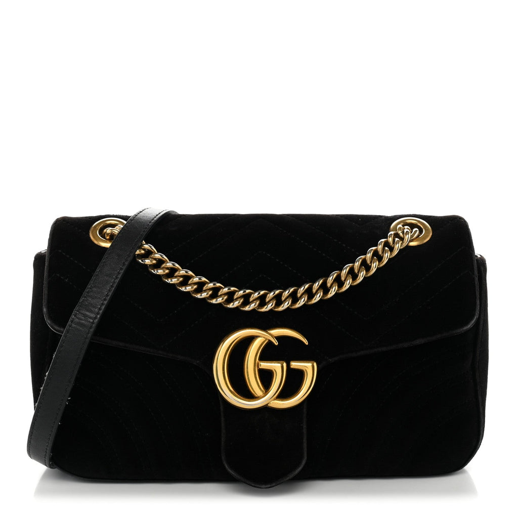 Velvet Matelasse Mini GG Marmont Shoulder Bag Black