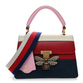 Calfskin Sylvie Web Small Queen Margaret Top Handle Bag Blue Agata Hibiscus Red Mystic White Sugar Pink