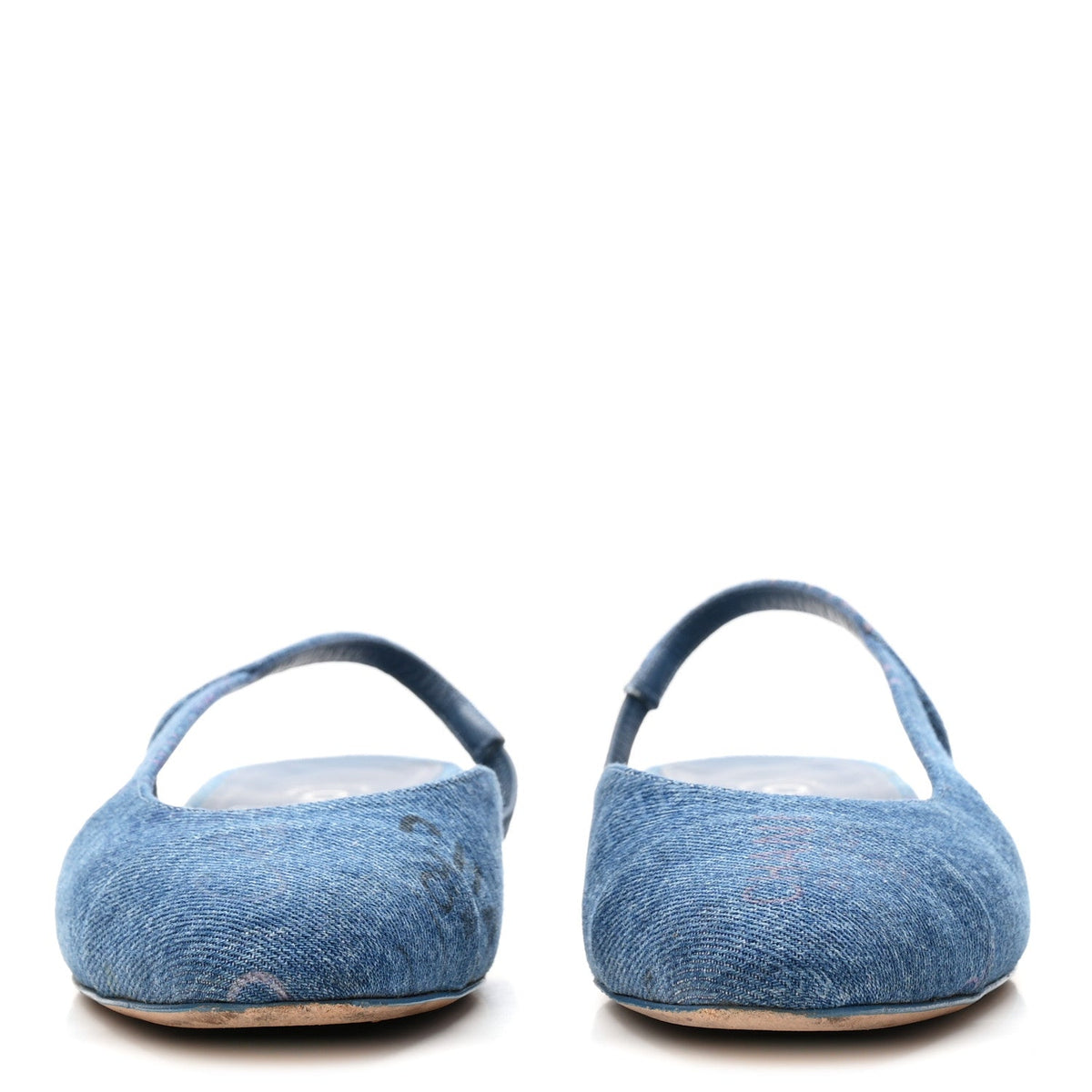 Denim Printed Denim Mood Cap Toe CC Slingback Flats 36.5 Light Blue Multicolor