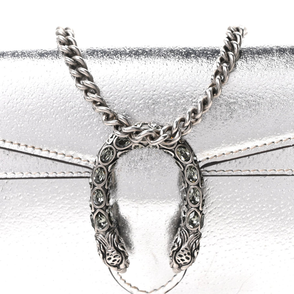 Metallic Calfskin Super Mini Dionysus Shoulder Bag Silver