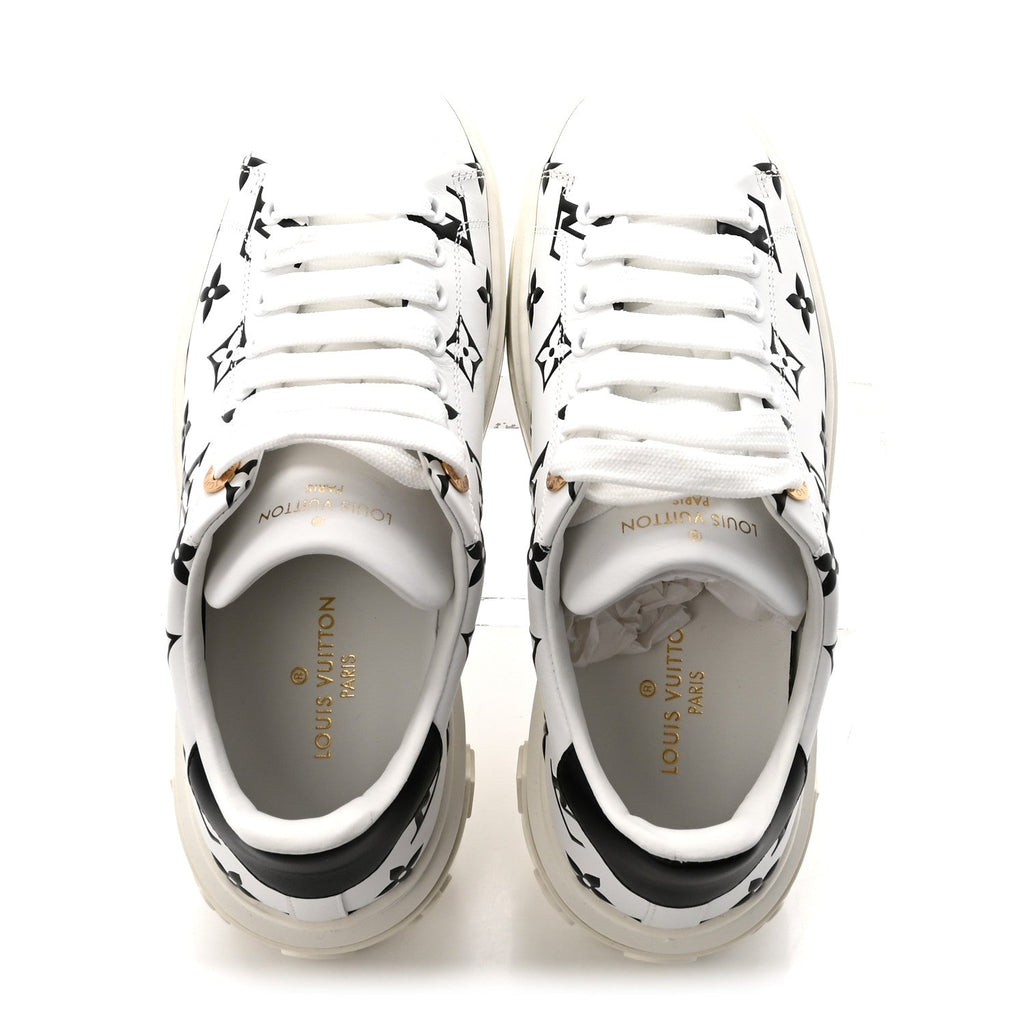 Calfskin Monogram Debossed Time Out Sneakers 35 Black