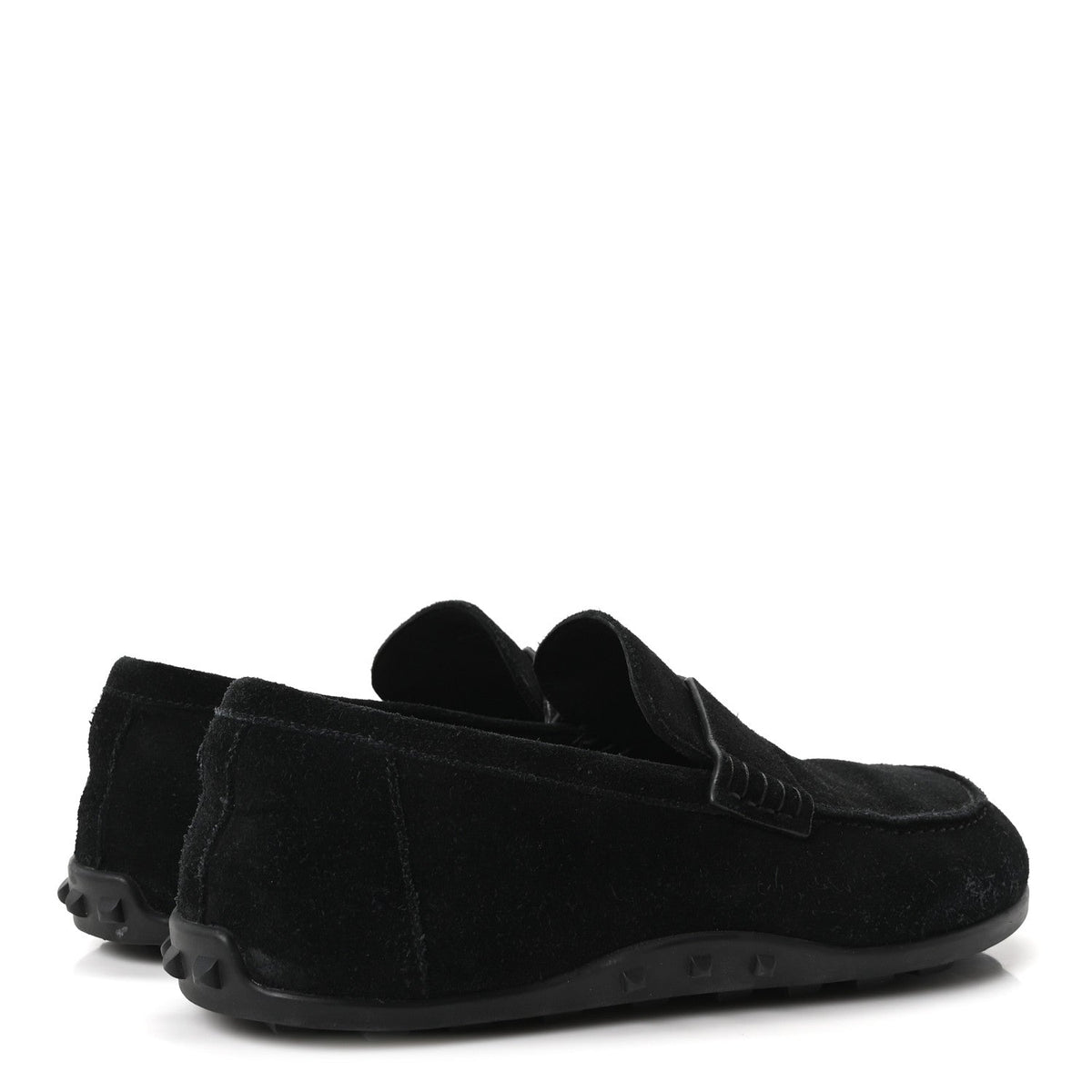 Suede Calfskin Womens Lazy Loafers 38.5 Black