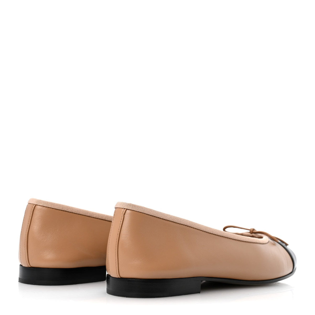Lambskin Cap Toe CC Ballerina Flats 37 Dark Beige Black