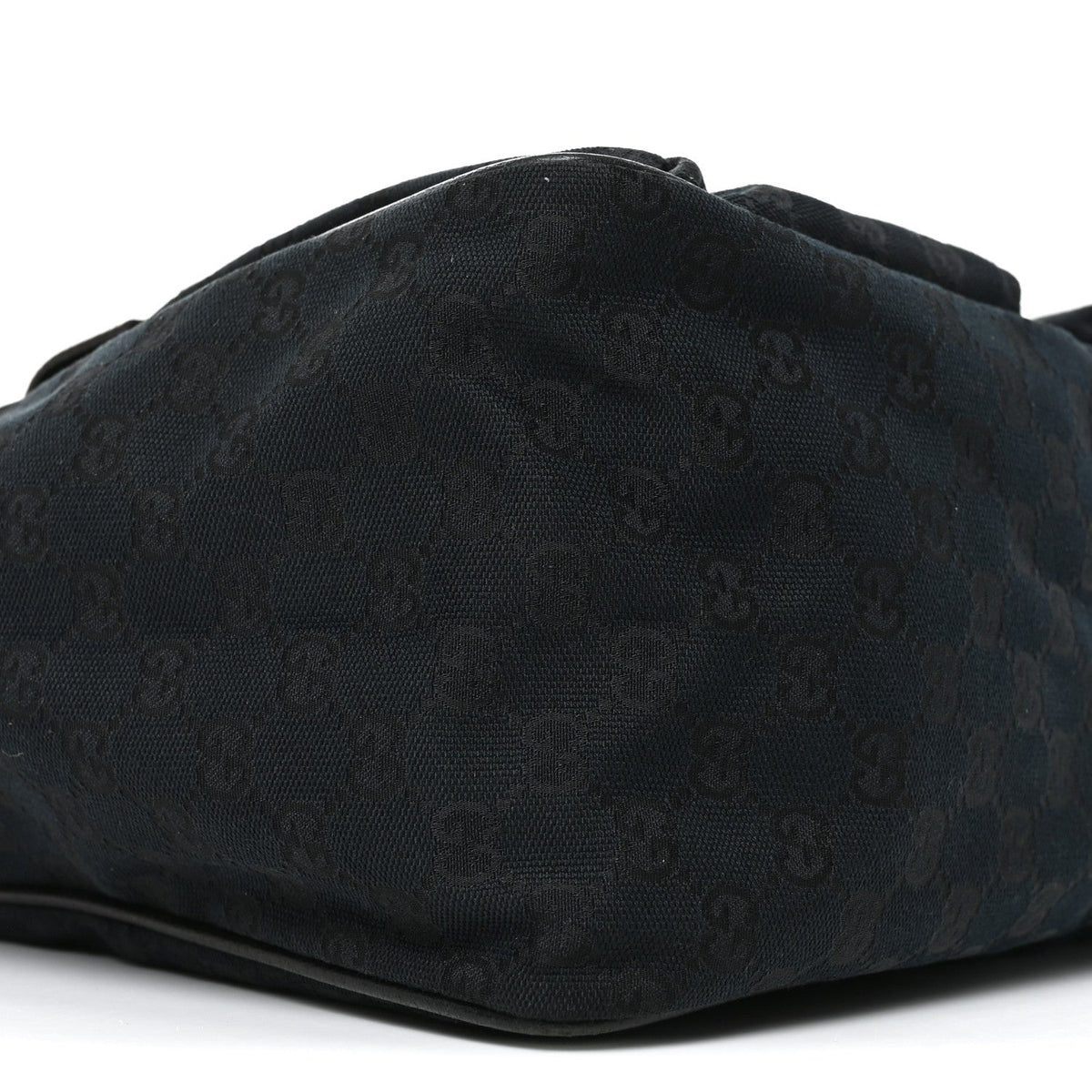GG Monogram Medium Web Handle Double Pocket Tote Black