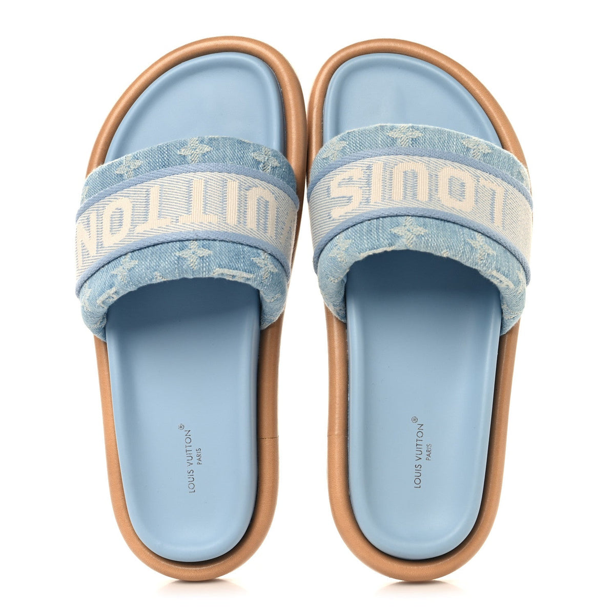 Monogram Denim LV Bliss Womens Comfort Mules 39 Turquoise