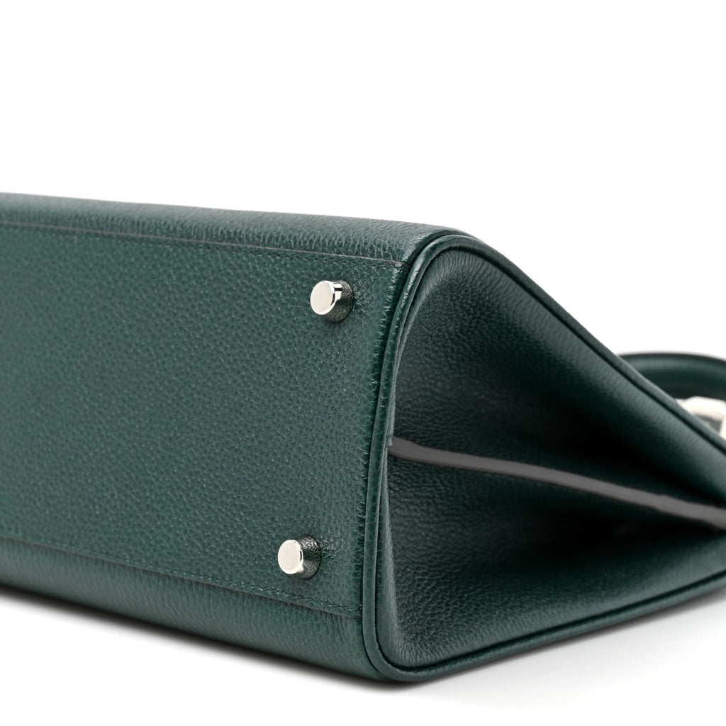 Grainy Calfskin Small Zumi Top Handle Bag Vintage Green