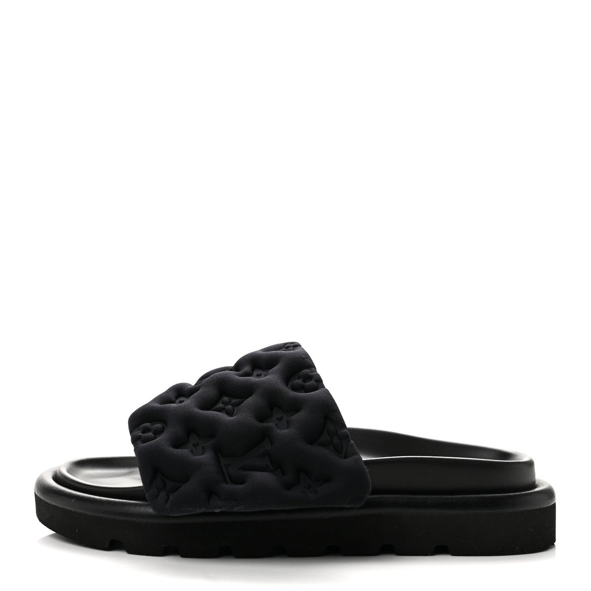 Technical Fabric Embossed Monogram Pool Pillow Comfort Mules 36 Black