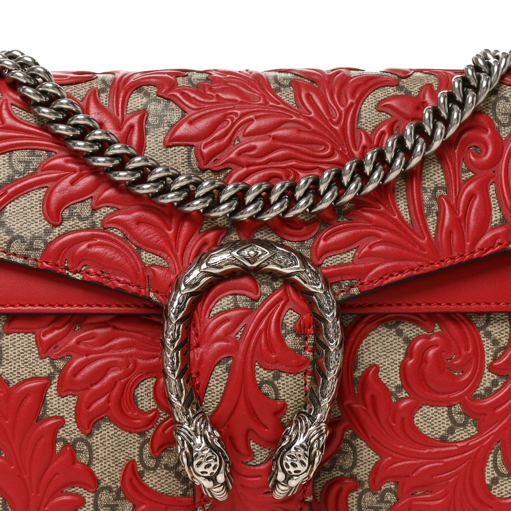 GG Supreme Monogram Arabesque Dionysus Shoulder Bag Hibiscus Red