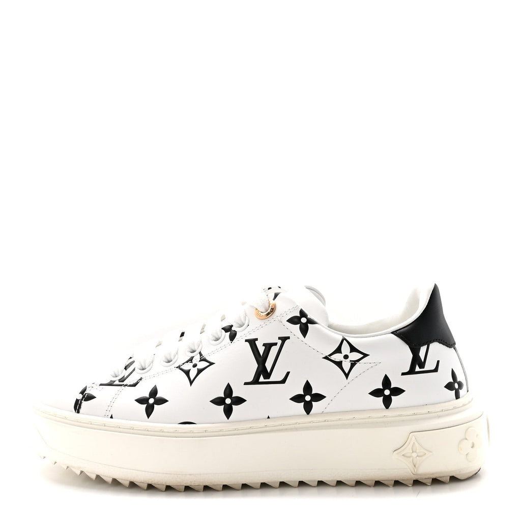 Calfskin Monogram Debossed Time Out Sneakers 35 Black
