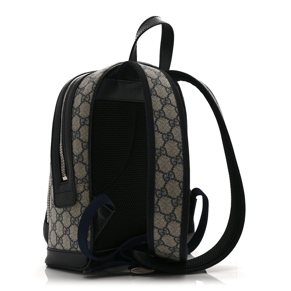 GG Supreme Monogram Textured Dollar Calfskin Web Small Ophidia Day Backpack Beige Blue Black