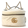 Calfskin Matelasse Mini GG Marmont Round Backpack White
