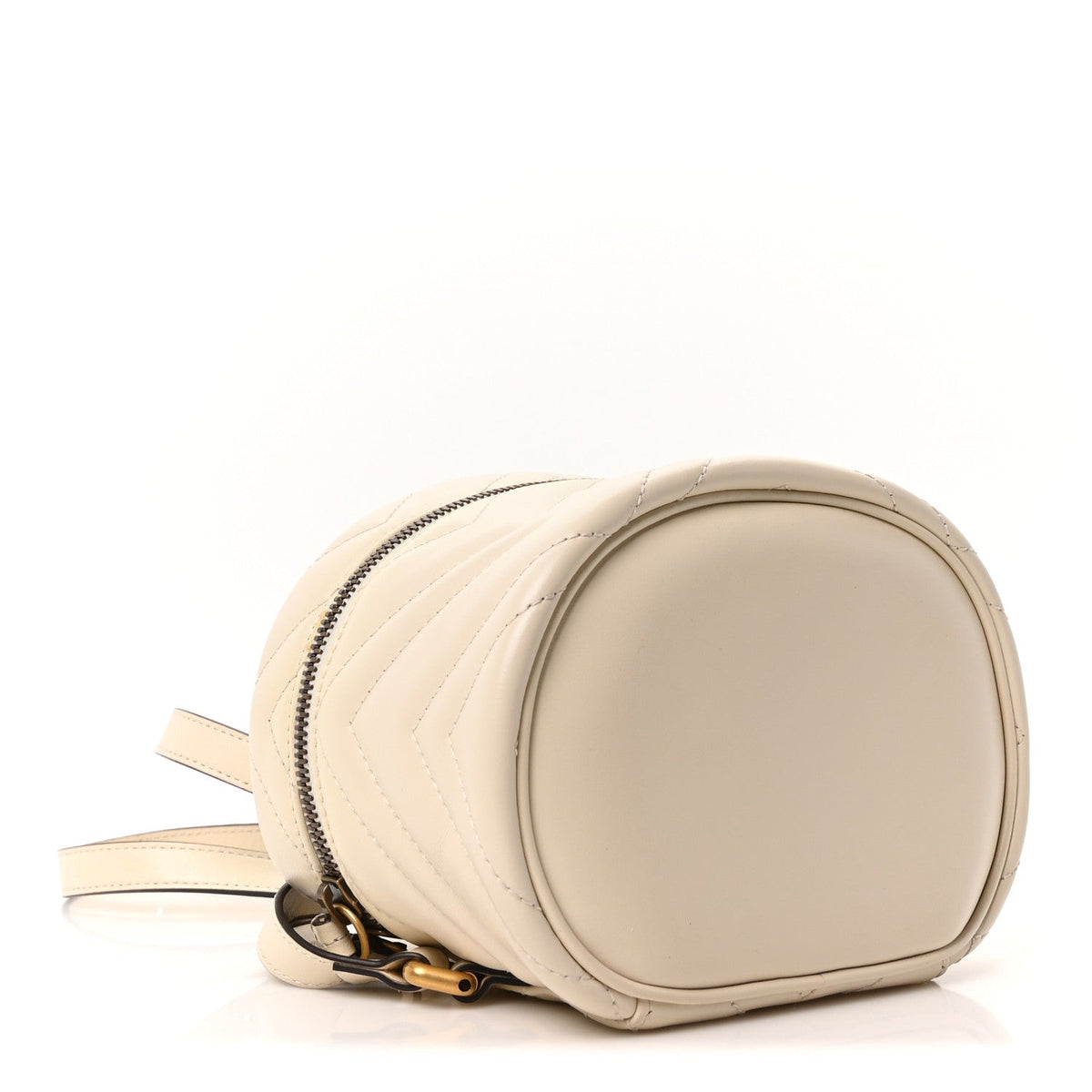 Calfskin Matelasse Mini GG Marmont Round Backpack White