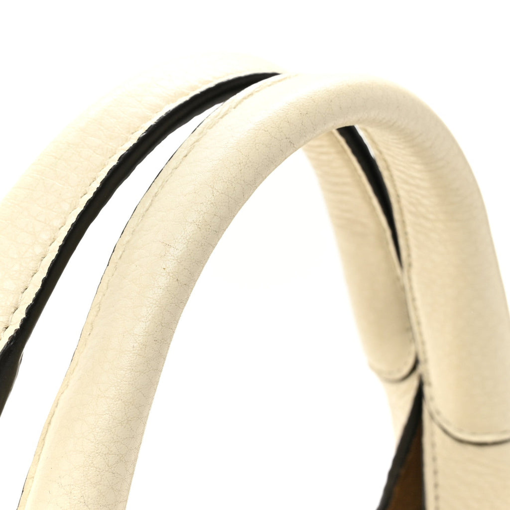 Grained Calfskin Softbit Medium Shoulder Bag White