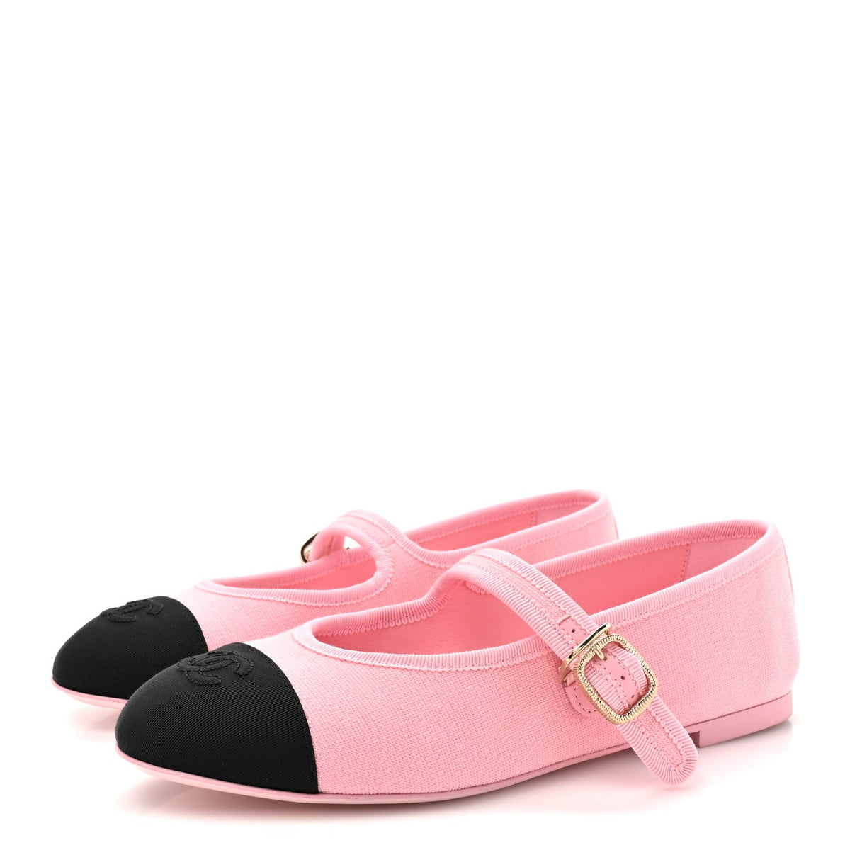Fabric Grosgrain Mary Jane Flats 37 Light Pink Black
