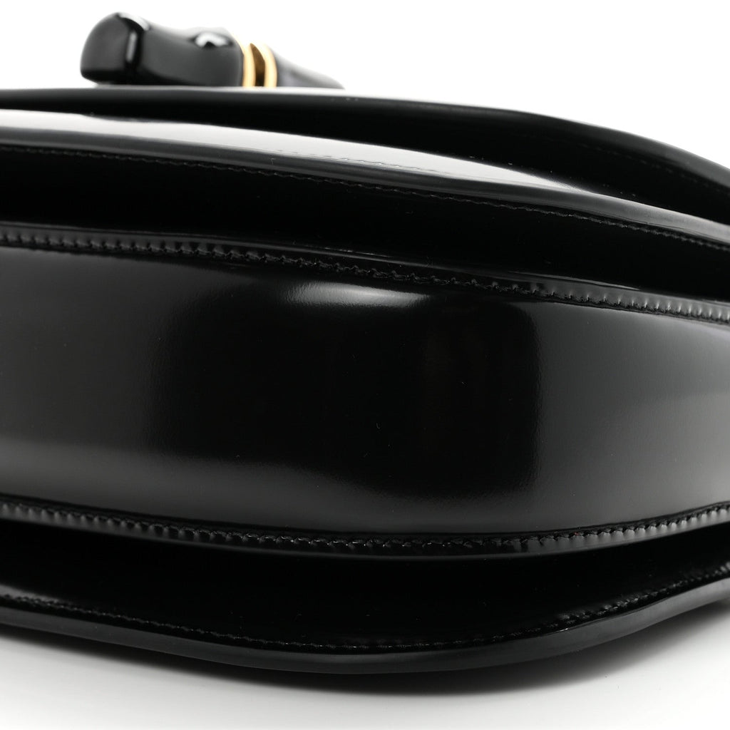 Shiny Polished Calfskin Medium Bamboo Diva Black