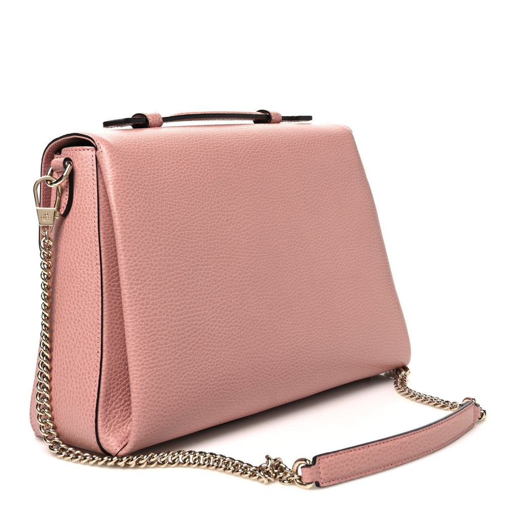 Dollar Calfskin Medium Interlocking G Top Handle Shoulder Bag Soft Pink