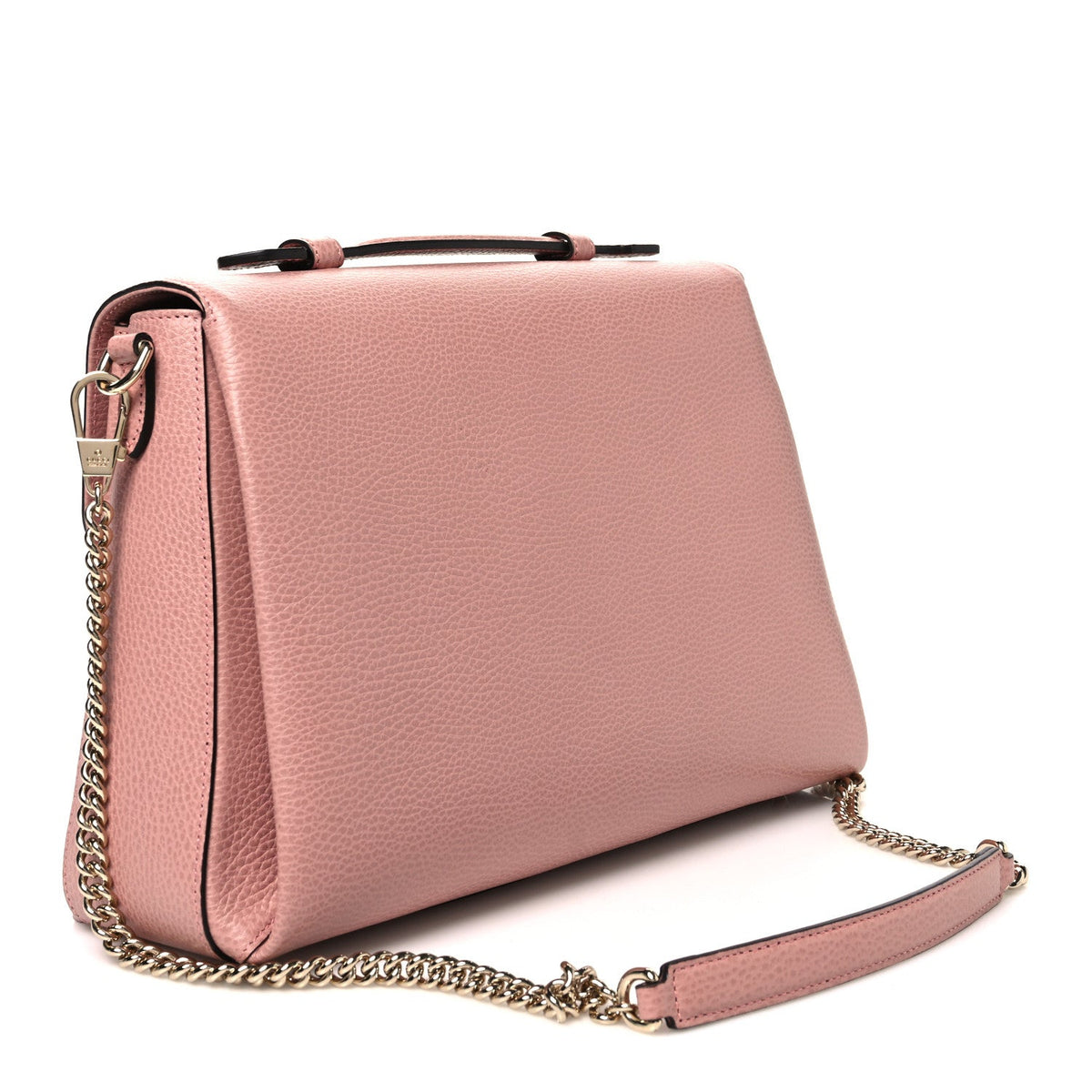 Dollar Calfskin Medium Interlocking G Top Handle Shoulder Bag Soft Pink
