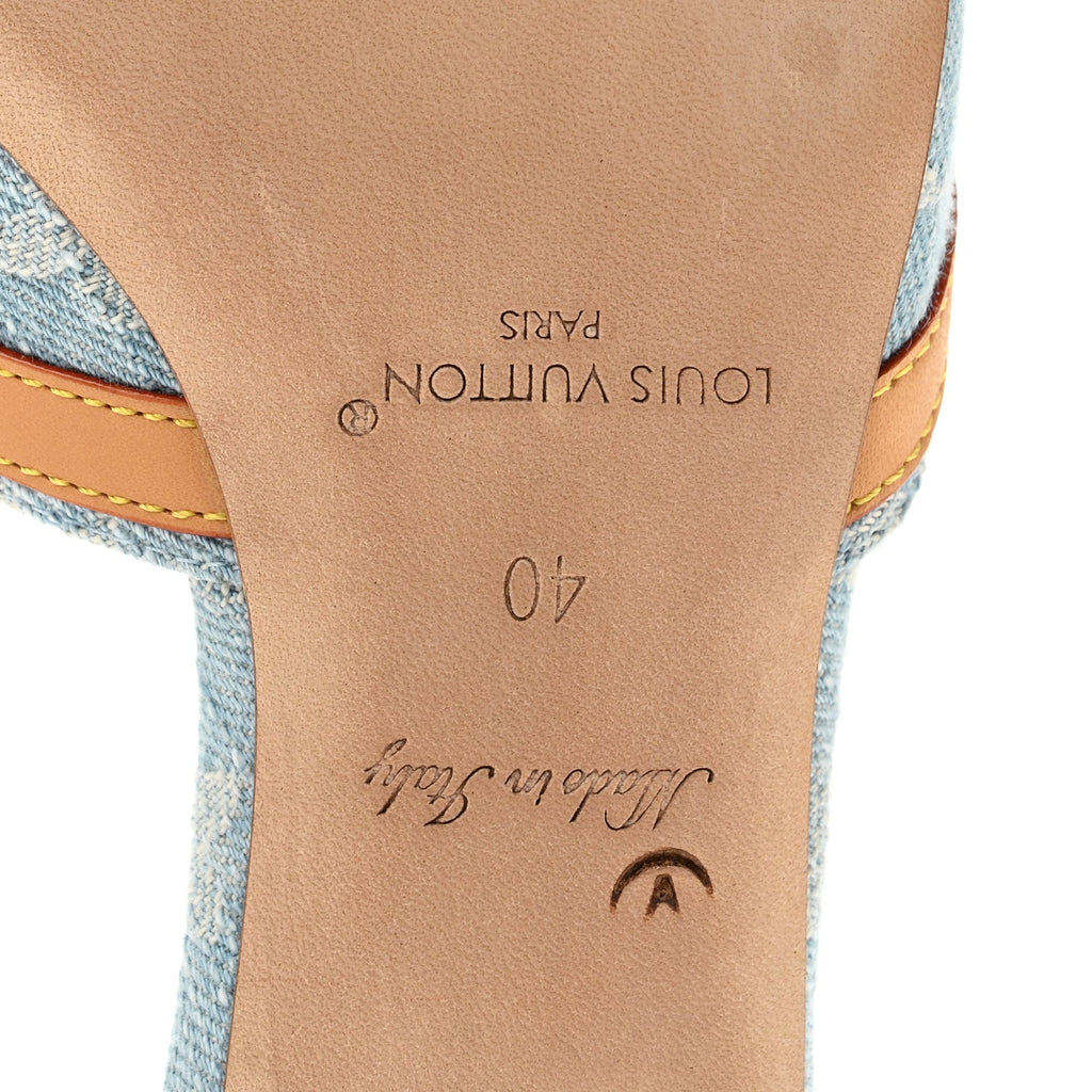 Monogram Denim 6AM Mules 40 Light Blue