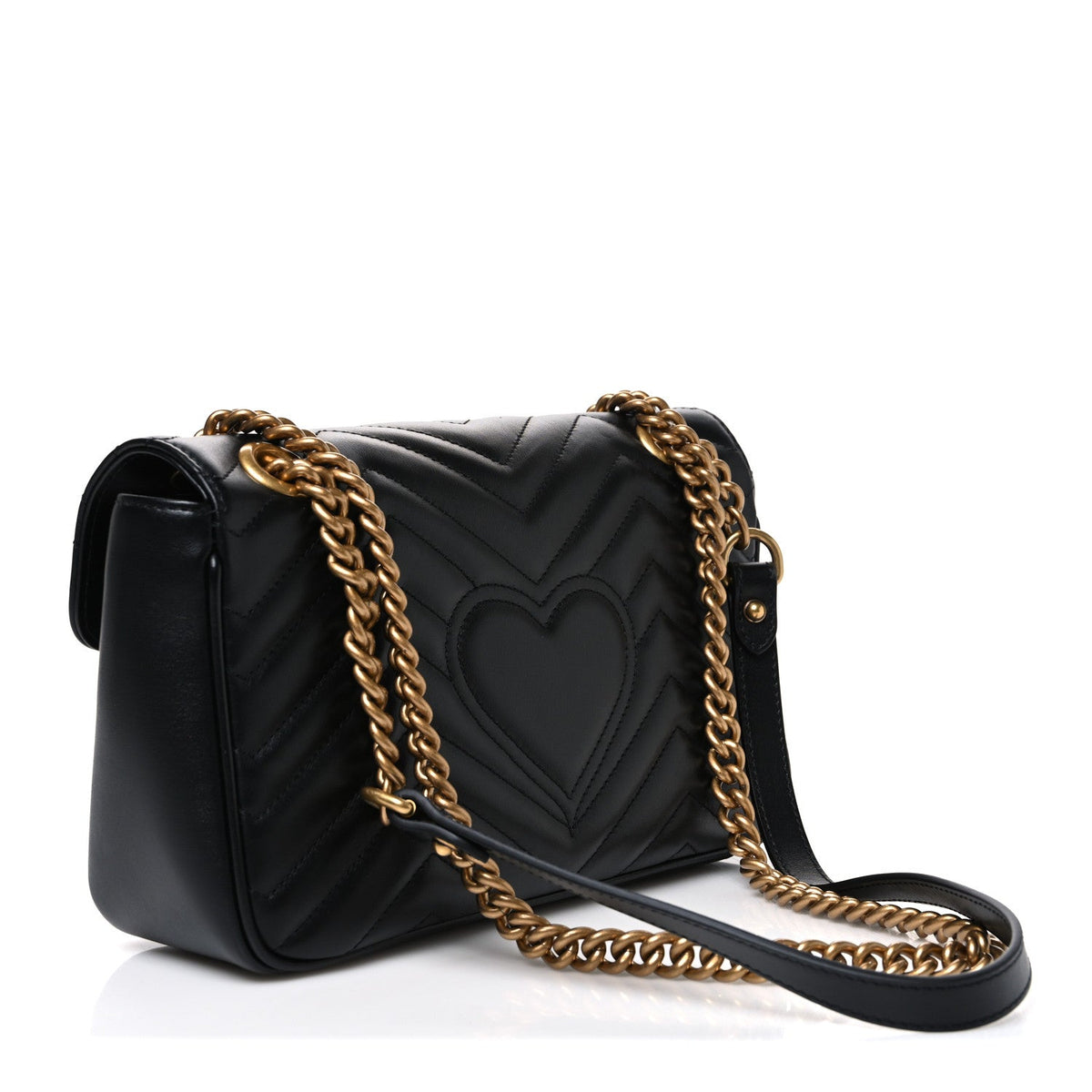 Calfskin Matelasse Small GG Marmont Shoulder Bag Black