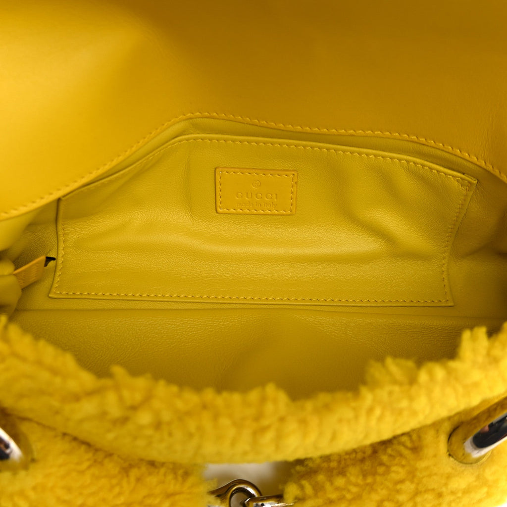Merino Wool Medium Maxi Horsebit Chain Shoulder Bag Yellow