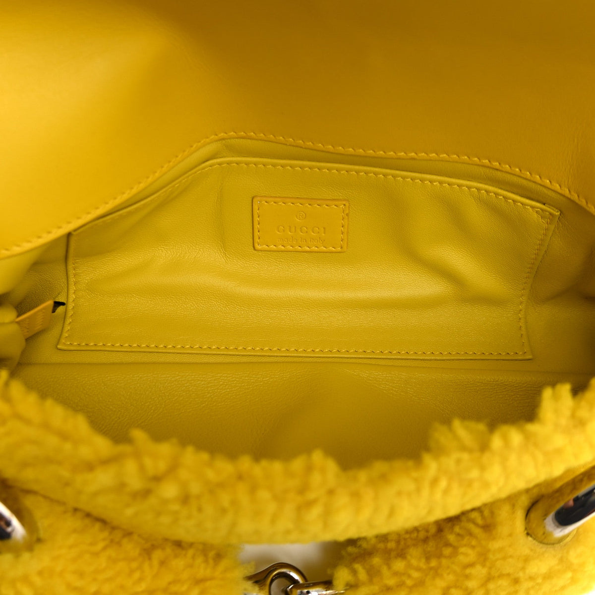 Merino Wool Medium Maxi Horsebit Chain Shoulder Bag Yellow
