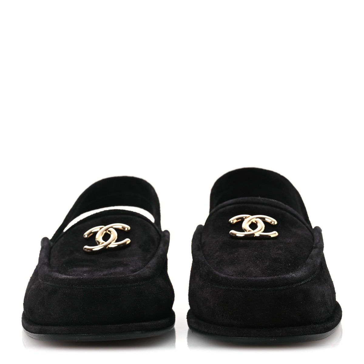 Suede Calfskin CC Slingback Loafers 37.5 Black