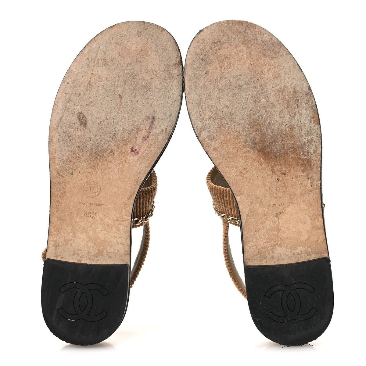 Corduroy Chain CC Sandal 40.5 Dark Beige