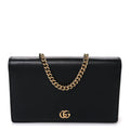 Calfskin Mini GG Marmont Chain Wallet Black