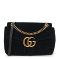 Velvet Matelasse Medium GG Marmont Shoulder Bag Black