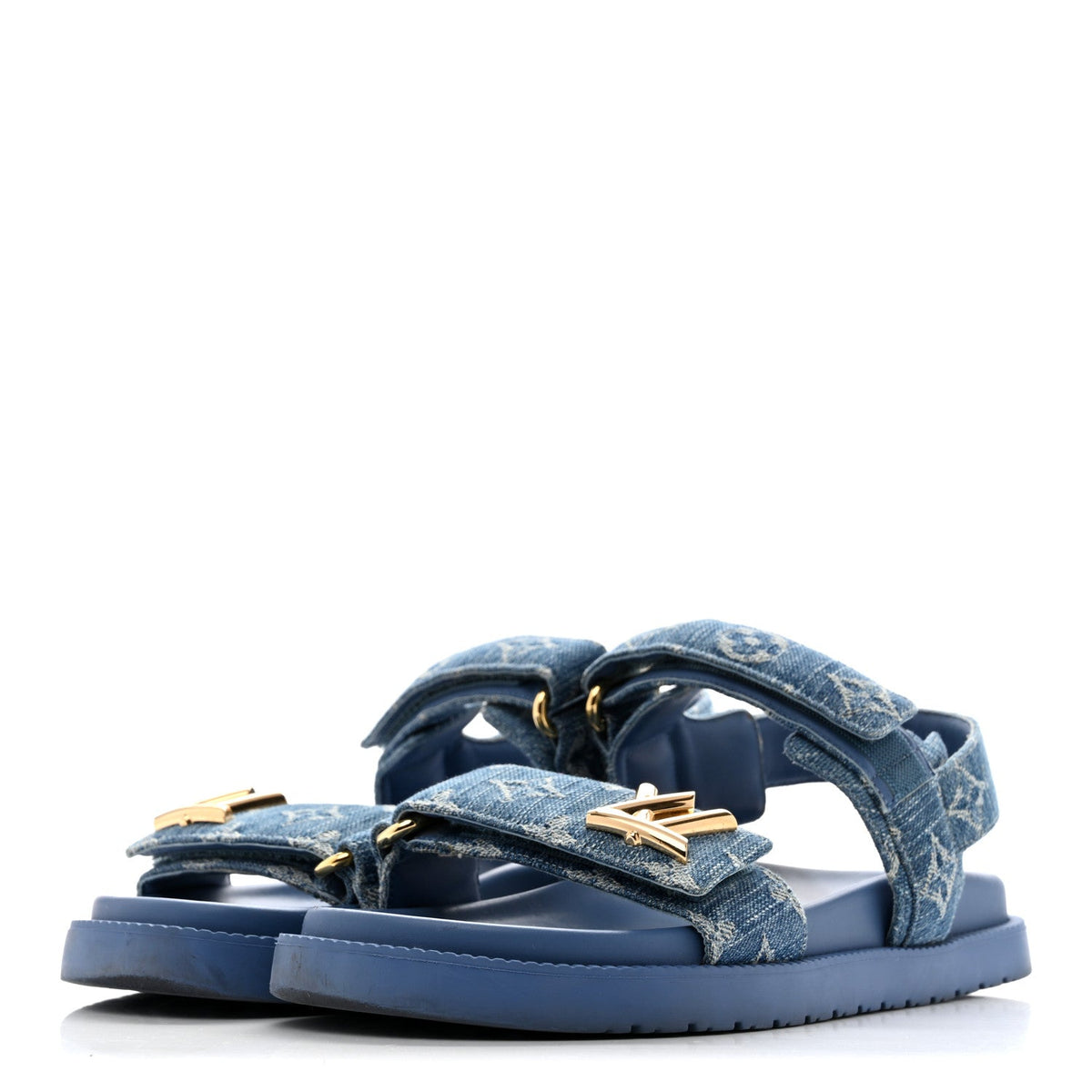 Denim Monogram LV Sunset Comfort Flat Sandals 37 Blue