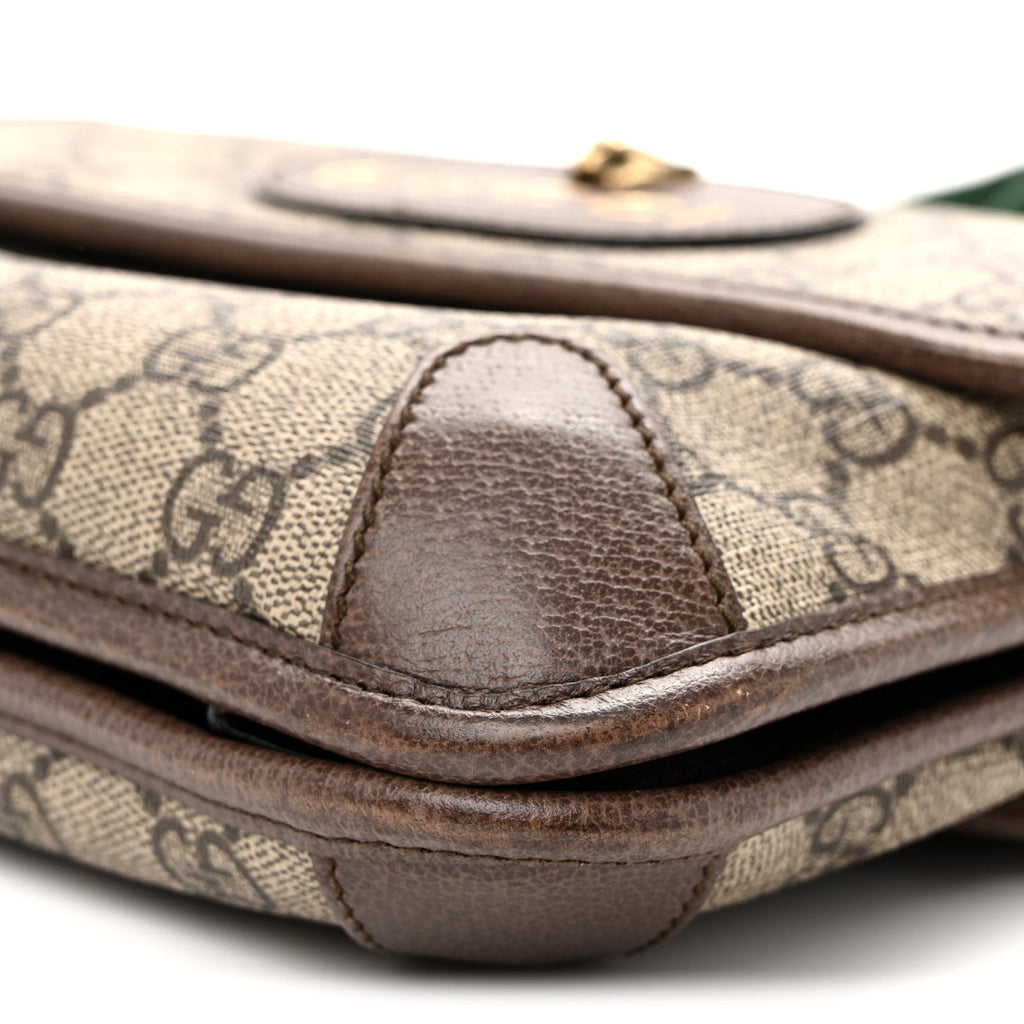 GG Supreme Monogram Web Small Neo Vintage Double Flap Messenger Bag  Beige New Acero