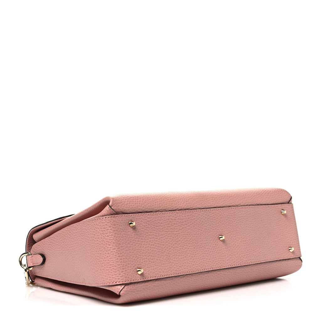 Dollar Calfskin Medium Interlocking G Top Handle Shoulder Bag Soft Pink