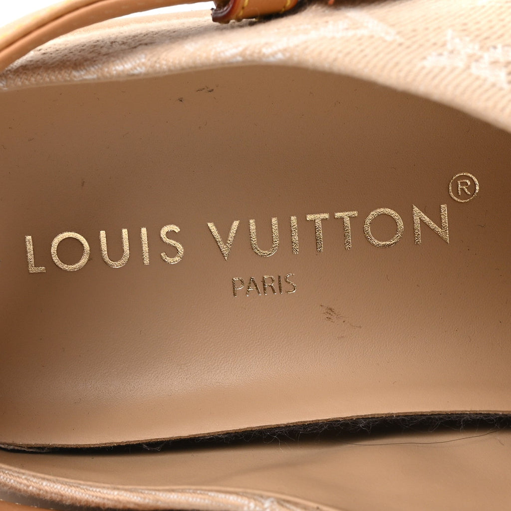 Monogram Denim Aspen Platform Clog Mules 41 Beige