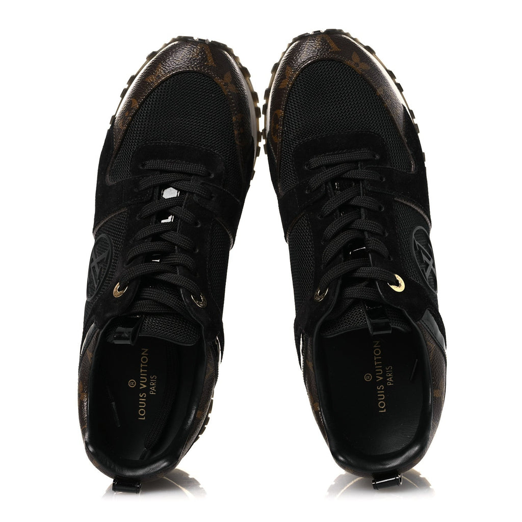 Suede Monogram Run Away Sneakers 38.5 Black