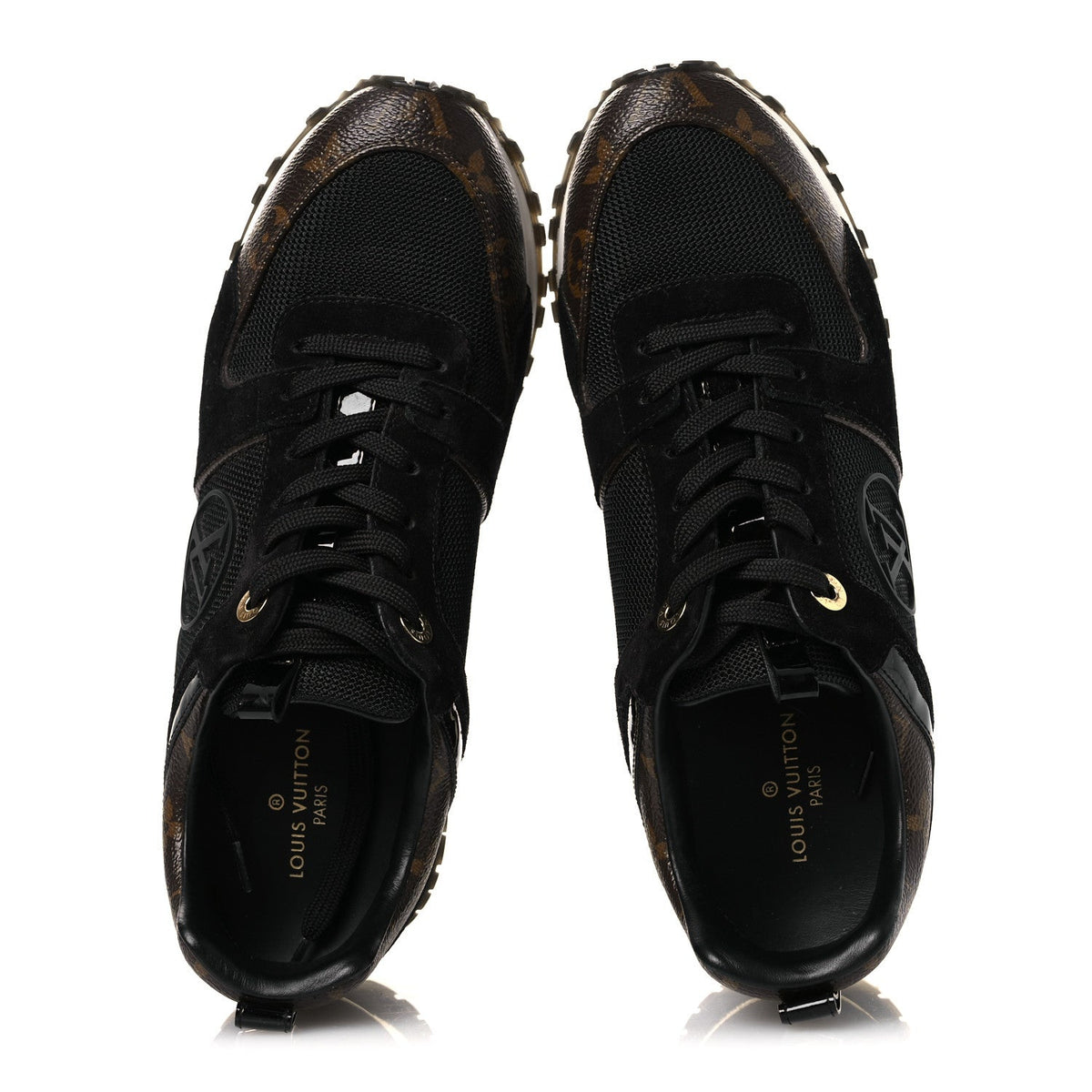 Suede Monogram Run Away Sneakers 38.5 Black
