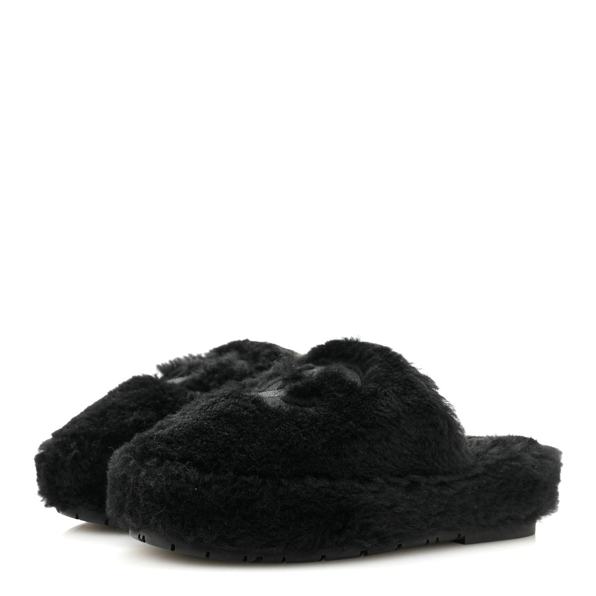 Shearling CC Flat Mules 35 Black