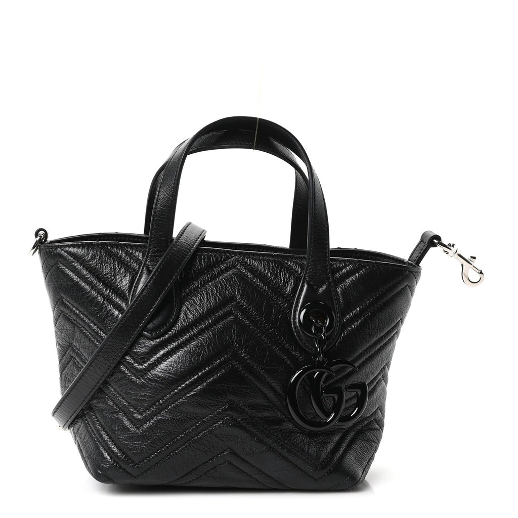 Nappa Chevron Matelasse Small GG Marmont Tote Bag Black