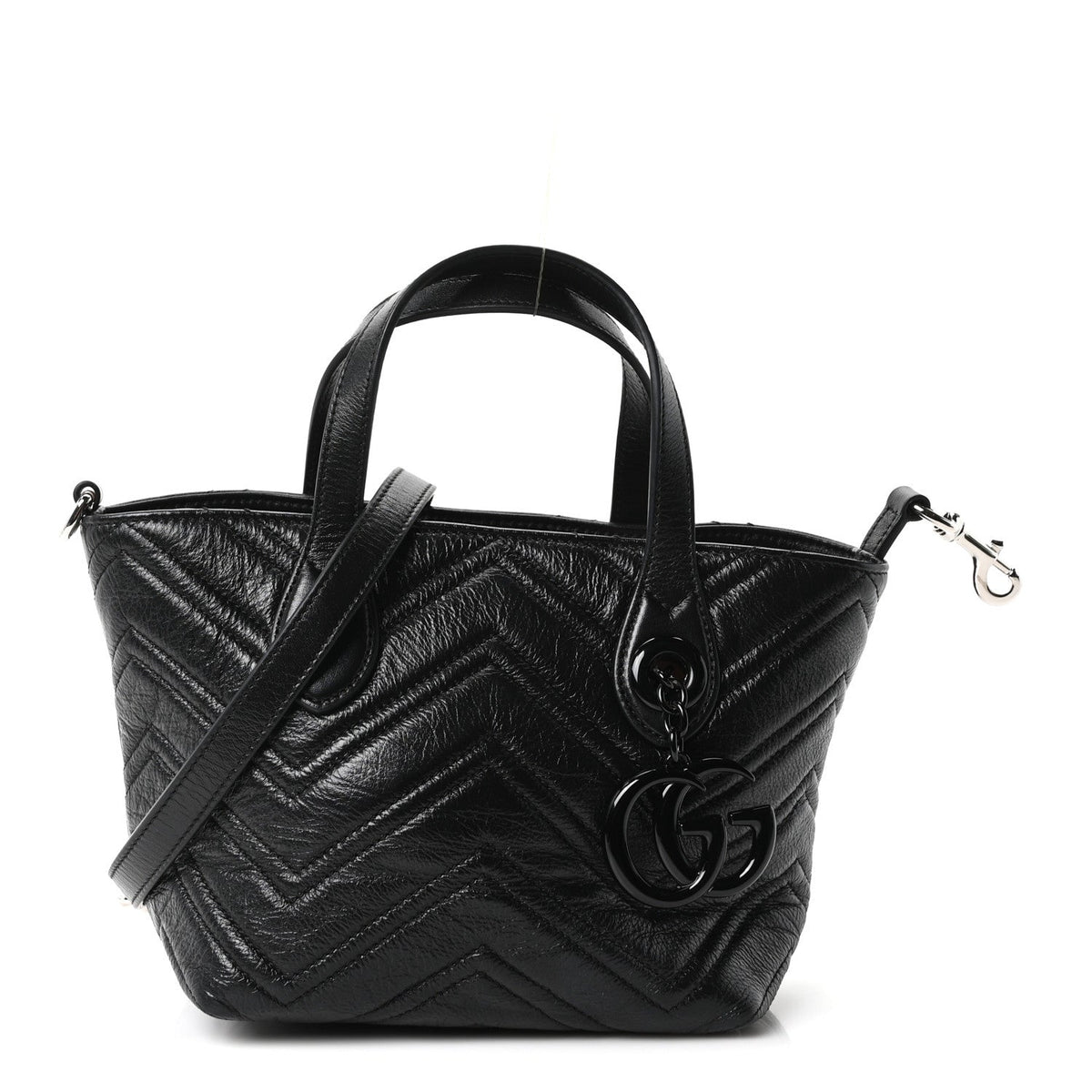 Nappa Chevron Matelasse Small GG Marmont Tote Bag Black