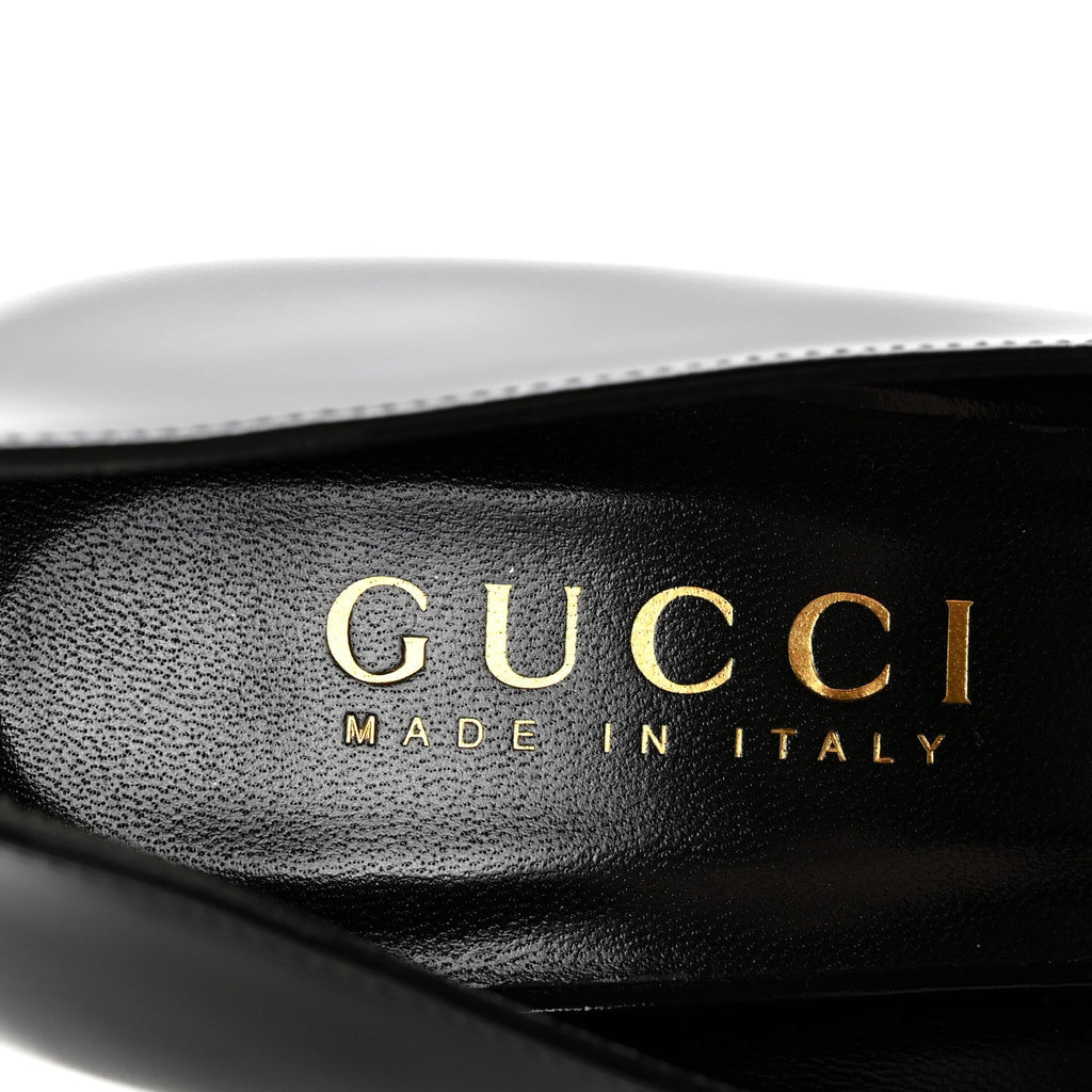 Shiny Calfskin Horsebit Signora 85mm Pumps 39 Black