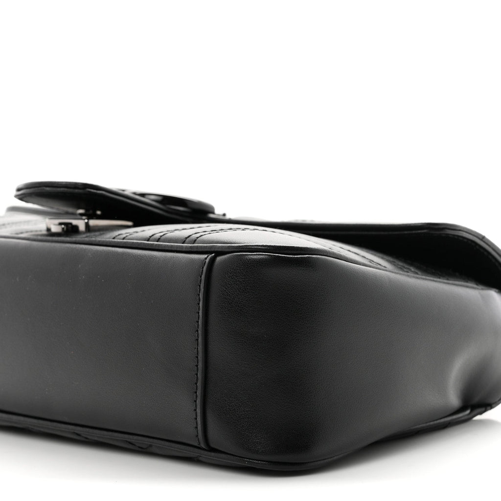 Calfskin Matelasse Monochrome Small GG Marmont Shoulder Bag Black