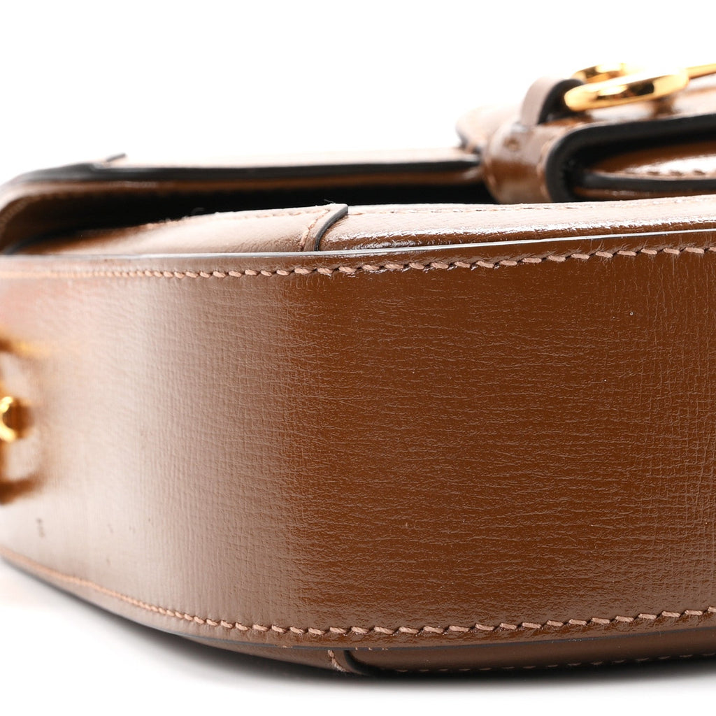GG Supreme Monogram Web Mini Horsebit 1955 Shoulder Bag Beige Brown Sugar