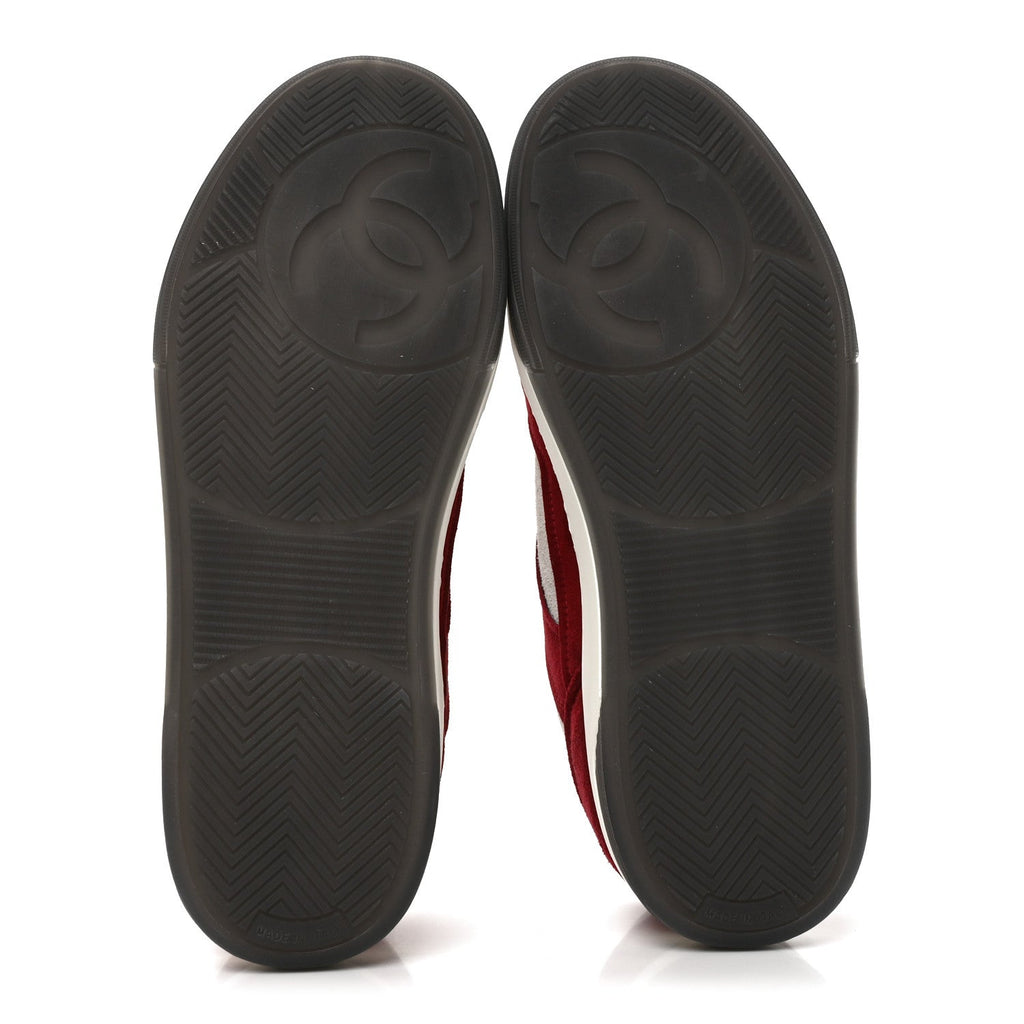 Suede Kidskin Womens CC Sneakers 38.5 Burgundy White