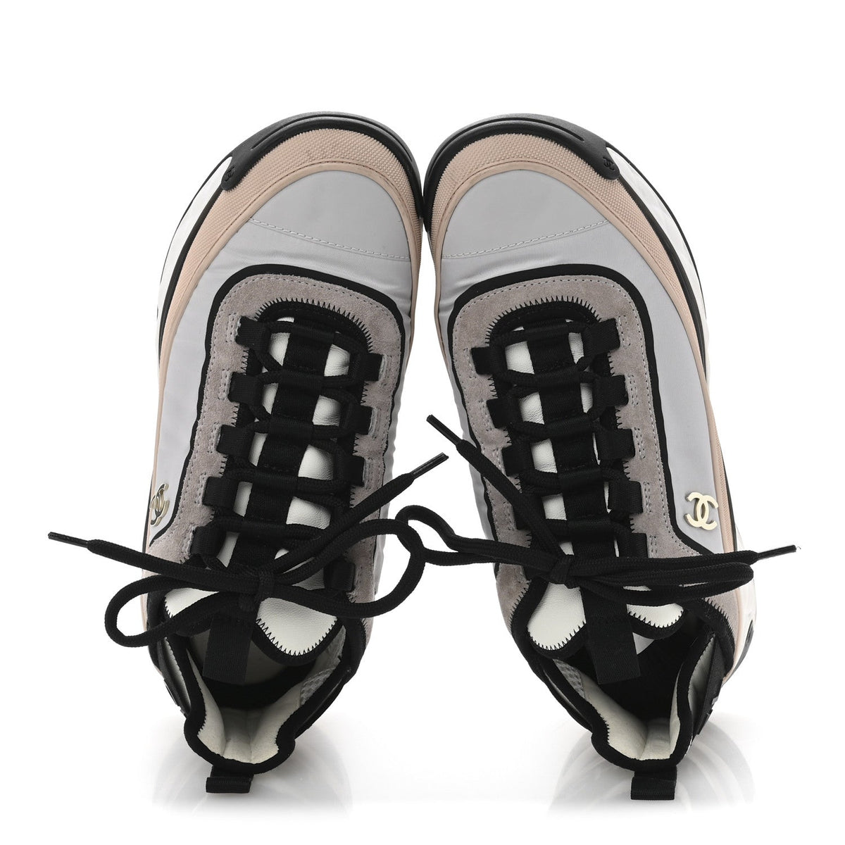 Suede Calfskin Mixed Fibers CC Sneakers 39 Pink Grey