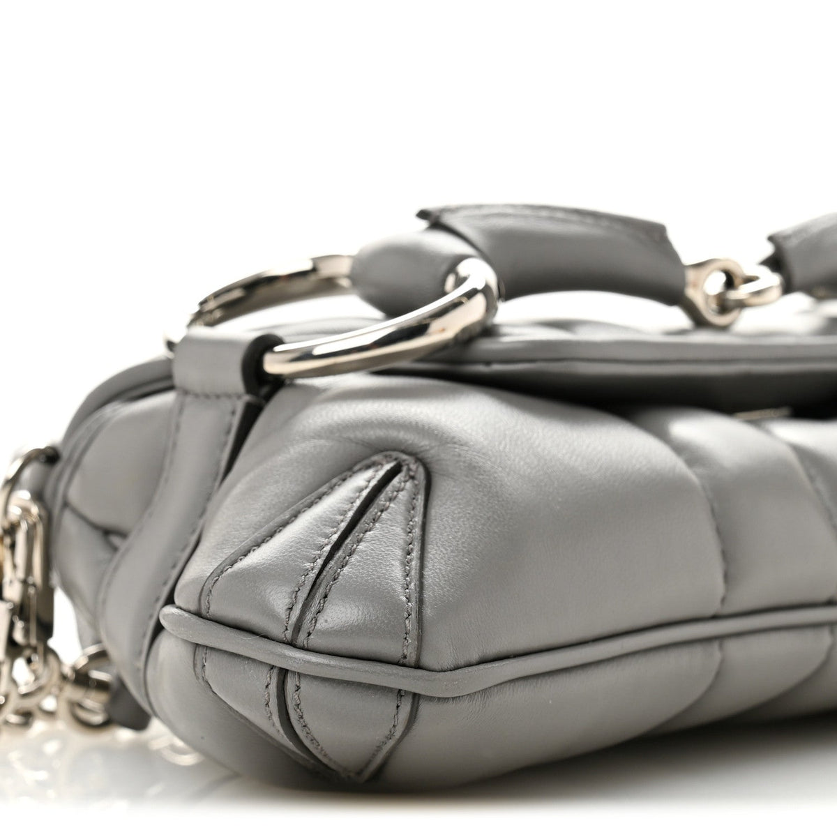 Nappa Vertical Matelasse Small Maxi Horsebit Chain Shoulder Bag Gray