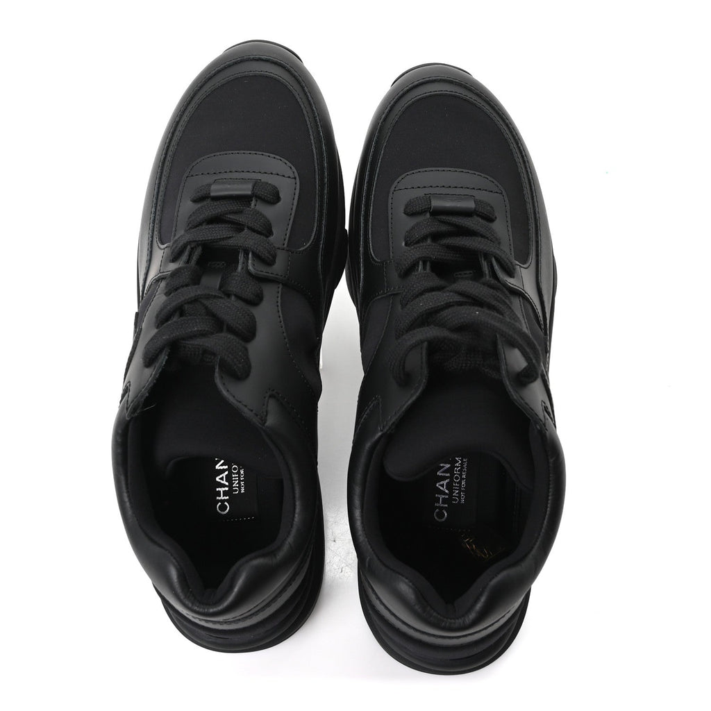 Lambskin Fabric CC Uniform Sneakers 41 Black