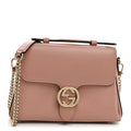 Dollar Calfskin Interlocking G Top Handle Shoulder Bag Soft Pink