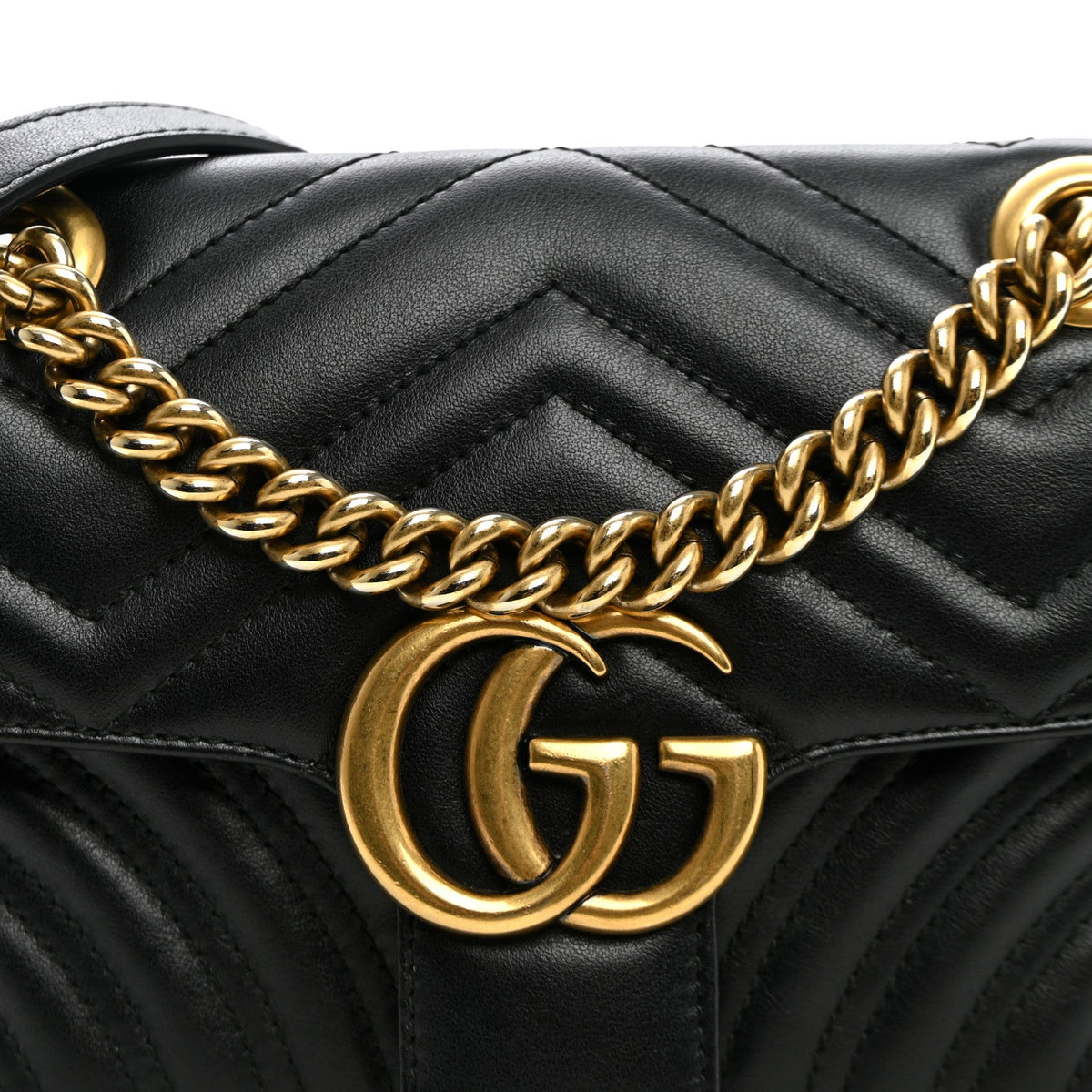 Calfskin Matelasse Mini GG Marmont Shoulder Bag Black